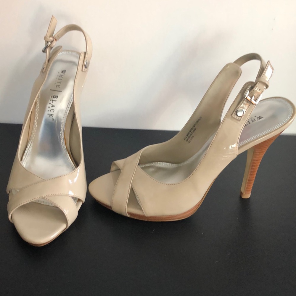 WHBM Gillian Patent Leather Stiletto Open Toe Mules
